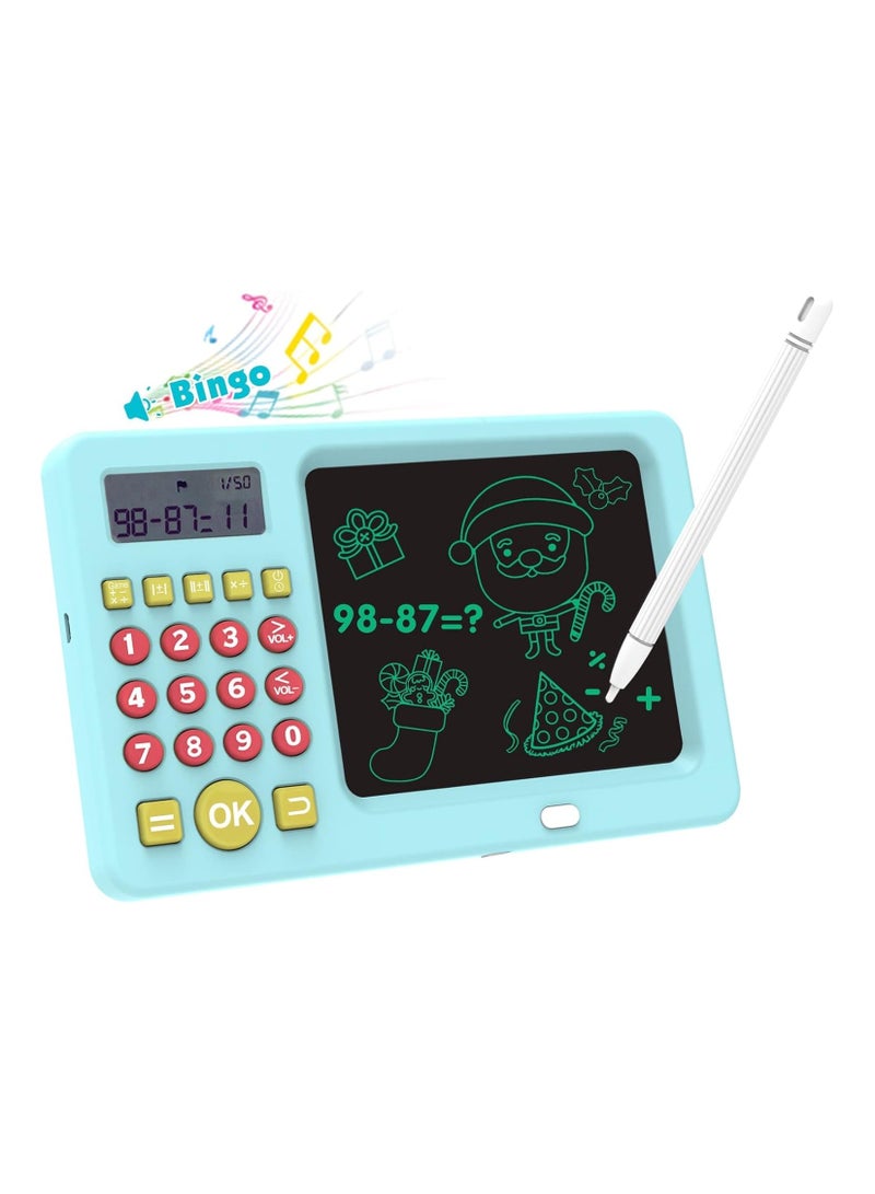 LCD Writing Tablet Toy for Kids Math Games for Kids 6-8, Electronic Math Games Toys for Learning Math, Birthday Gifts for Boys Girls (Blue) - Image 1